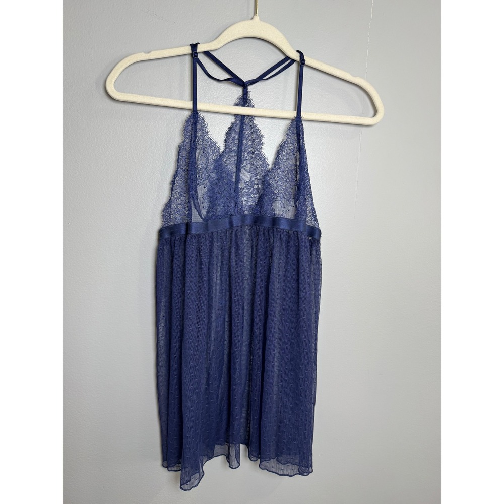 Victorias Secret Navy Blue Lace Babydoll Chemise Lingerie‎ S